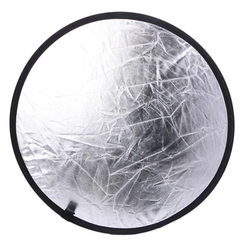Noi 2 in 1 55-60cm Lumina Mulit Pliabil Disc Fotografie Reflector Argintiu/Alb