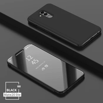 Caz Pentru Huawei Mate 20 Lite Flip Cover Smart Magnetism Vedere Clară Oglindă Sta Coajă de Telefon sFor Huawei Mate 20 Lite Coque Funda