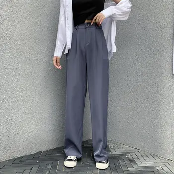 HziriP 2020 Solid Femeile Zvelte Liber Talie Mare Moda Plus Fierbinte Studenți Noi Chic Casual Vintage Direct Full Lungime Pantaloni