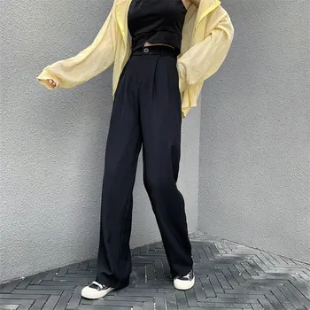 HziriP 2020 Solid Femeile Zvelte Liber Talie Mare Moda Plus Fierbinte Studenți Noi Chic Casual Vintage Direct Full Lungime Pantaloni