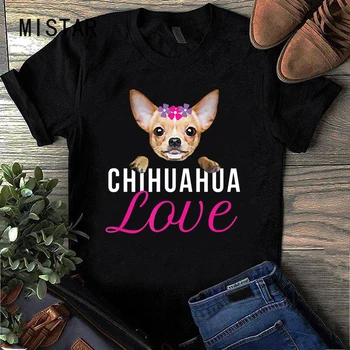 Vara Tricou Maneca Scurta Grafic Teuri Pentru Femei Îmbrăcăminte De Tatuaj Chihuahua Iubesc Mama Kawaii Tee Topuri Femei Plus Dimensiune Alb De Sus