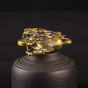 Alamă Cal Pas pe Monede Norocos Statueta Feng Shui Birou Ornament Zodiac Figurine de Animale Miniaturi Cupru Pur Meserii Colecții