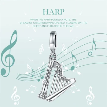 Xiaojing Argint 925 Moda Harpa Muzica Pandantiv Margele Farmece pentru Femei Fit Original Pandora Bratari Bijuterii Cadou 2020