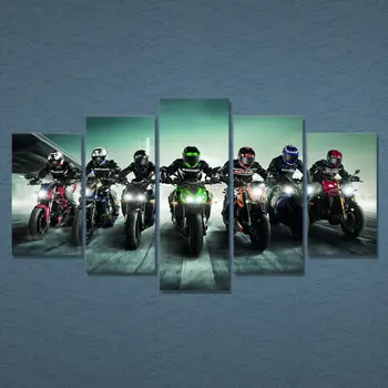 Modern Modular Canvas Decor Acasă Picturi 5 Set de Curse de Motociclete Driver Arta de Perete Printuri Cadru de Imagine HD Pentru Camera Copii