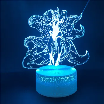 League of Legends Vulpea Cu Nouă Cozi Ceas Deșteptător Bază Multi-color cu Telecomanda LED Noapte Lumină Strălucitoare Bază Veioza pentru copii