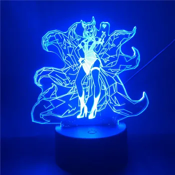 League of Legends Vulpea Cu Nouă Cozi Ceas Deșteptător Bază Multi-color cu Telecomanda LED Noapte Lumină Strălucitoare Bază Veioza pentru copii