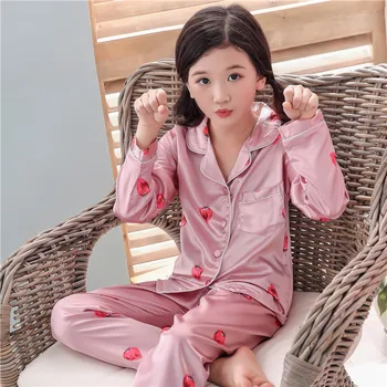 Băieții Set de Pijama Primăvara și Toamna cu Maneci Lungi Îmbrăcăminte pentru Copii Pijamale de Vara, Pijamale de Mătase Fete Costum de Satin Body
