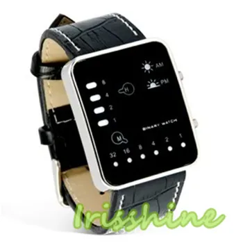 Irissshine #7009 Cuplu ceas Digital LED Rosu Sport Încheietura Ceas Binar Ceas de mână din Piele PU pentru Femei Barbati relogio feminino A20