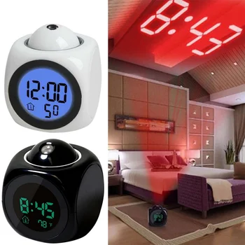 Noua Creatie Atenție Proiecție Digital LCD Snooze Ceas cu Alarmă Clopot de Fundal a Afișajului LED Proiector Home Ceas Cronometru