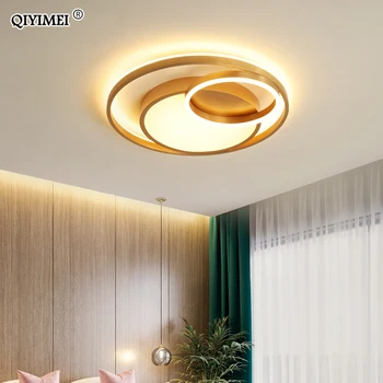 Modern de Aur Rotund LED Lămpi de Tavan Camera de zi Dormitor Estompat de Control de la Distanță Acrilice Lumina de Iluminat Interior