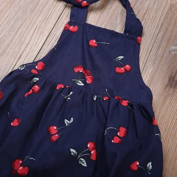 Copilul de Vară de Îmbrăcăminte pentru Sugari Baby Girl Cherry Tipărite Romper Haine de Bumbac Cherry Backless Salopeta Sunsuit Îmbrăcăminte 0-24M