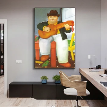 Omul cu o Chitara De Fernando Botero Arta Celebre Picturi Bailarina Canvas Postere de Arta Si Imprimeuri Clasice Poze Decor Acasă