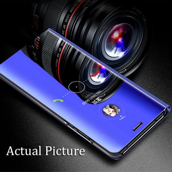 Aurorele Pentru Huawei Y9 Prim-2019 Caz Suport stativ Flip Mirror View Pentru huawei y9 prim-2019, Shockproof HUAWEI Caz