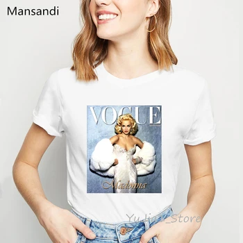 Sexy Superstarul Madonna tipărite vogue tricou femme alb topuri de vara de sex feminin 90 00s teuri haine coreene streetwear tricou vintage