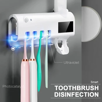 3 În 1 UV Periuta de dinti Sterilizator Titularul Periuta de dinti Pasta de dinti Automată Storcator de Distribuitor Fotocatalizator Pasta de dinti Titularului