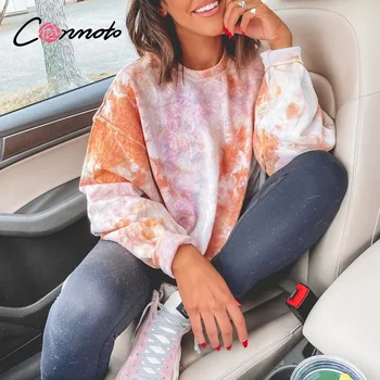 Conmoto Colorate imprimate femei tricou Chic tricotate doamnelor streetwear pulover Basic cu maneca lunga uza topuri toamna anului 2020