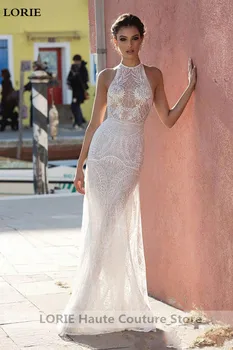 LORIE Sirena Rochii de Mireasa 2019 Vestidos de novia Gât Dantelă Sexy Rochie de Mireasă Detasabila Tren Rochii de Mireasa Boho