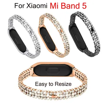 De Lux Brățară Curea Pentru Xiaomi Mi Band 5 Repace Trupa Miband 5 Femei Diamond Brățară Din Oțel Inoxidabil Pentru Mi Band 5 Curea