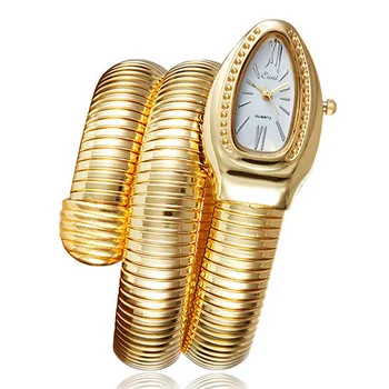 2020 Noua Moda Brățară Ceas Femei De Lux Șarpe De Aur Lichidare Ceasuri Femei Din Oțel Inoxidabil Brățară Cuarț Ceasuri Doamnelor Ceasuri