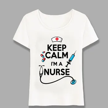 Păstrați-vă Calmul Asistenta Tricou de Vara pentru Femei t-shirt Design Amuzant Asistenta Topuri Noutate Doamnelor Casual Teuri Fată Drăguță Tricou Harajuku