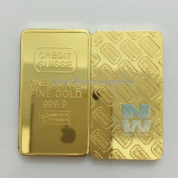 10buc Credit swiss lingouri bar 1 OZ real placat cu aur lingou insigna 44 mm x 28 mm monede