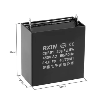 Uxcell CBB61 500V 450V Rula Condensator 2-pin Metalizate Polipropilena Film Condensatori pentru Ventilator de Tavan 450V 20uF-2 buc