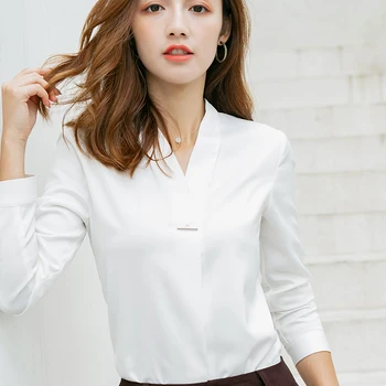 Lenshin Nou Material de Înaltă calitate V-Neck Shirt pentru Femei Bluza Elegante, Topuri Femei Maneca Lunga Birou Doamnă Uzura de Muncă