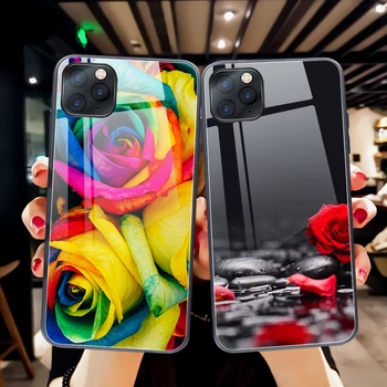 Moda Floare Trandafir Funda Caz pentru Iphone 12 Pro caz pentru Iphone 12 11 XR Pro XS MAX X 7 8 6 6S Plus SE 2020 Sticla Caz