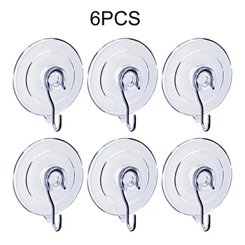 6pcs Geam Perii Punch Gratis Bucatarie Baie ventuza Cârlige Acasă Detașabil Reutilizabile din PVC Transparent 60mm Cheile Prosop