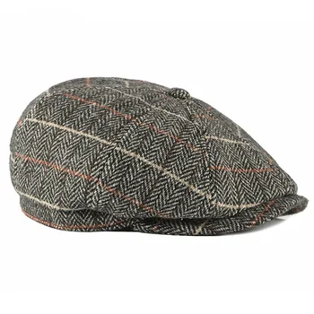 Fibonacci De Calitate Marca Lână Carouri Bereta Pălării Pentru Bărbați Șepci Britanic Retro Toamna Iarna Tata Pălărie Vânzător De Ziare