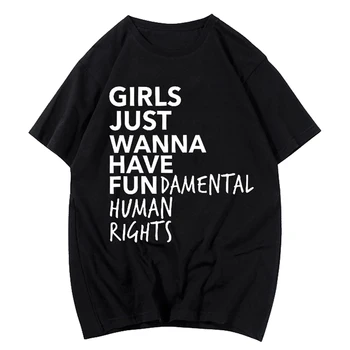 Feministe Feminismul Tricou Fete Doar Să Am Drepturile Fundamentale Ale Omului Scrisoare Print T Camasa Femei Cu Maneci Scurte Topuri De Vara Tee