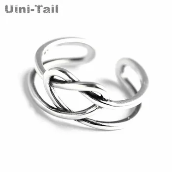 Uini-Coada de vânzare fierbinte noi argint 925 dublu răsucit în formă de inimă inel deschis personalitate moda bijuterii creative ED674