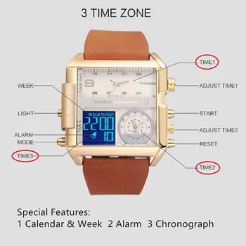 BOAMIGO Cronograf Cuarț Ceas pentru Bărbați Impermeabil 3 fusul Orar din Piele de Moda Ceas de mână Sport Ceasuri erkek kol saati 2019