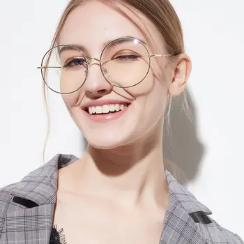 Femeile Metal ochelari de soare, Accesorii Ochelari Supradimensionate Rame Rotunde Cadru obiectiv Clar Women\'s Ochelari Ochelari de vedere Femme