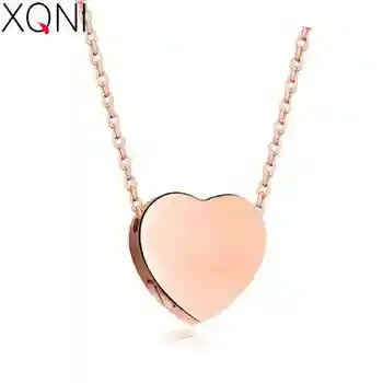 XQNI Model Inima Fi Rotit Deșurubat Colier Pandantiv din Oțel Inoxidabil, Culoare Rose Gold Pentru Cadou de Ziua Îndrăgostiților pentru Femei Bijuterii