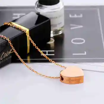 XQNI Model Inima Fi Rotit Deșurubat Colier Pandantiv din Oțel Inoxidabil, Culoare Rose Gold Pentru Cadou de Ziua Îndrăgostiților pentru Femei Bijuterii