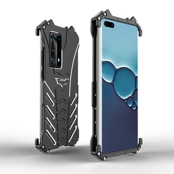 De Lux Kickstand La Șocuri Caz Pentru Huawei P40 Pro Bara De Protecție Din Aluminiu Piele Armura De Metal Înapoi Caz Acoperire