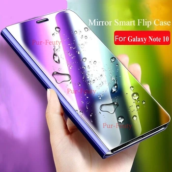 Pentru Samsung Galaxy Nota 10 Plus SM-N975F Acoperire Oglinda de Vedere Clar din Piele PU Kickstand Flip Cover Pentru Samsung Nota 10 telefonul Caz
