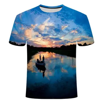 2020 pescuit noi t-shirt stil casual digital pește 3D de imprimare t-shirt barbati t-shirt de vara cu maneci scurte o-neck top t-shirt
