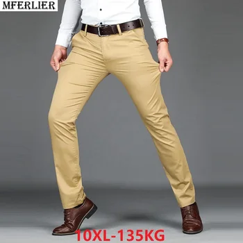 De mari dimensiuni barbati pantaloni pantaloni 9XL 10XL 7XL 8XL Întinde pierde Elasticitatea bărbați clasic afaceri toamna pantaloni pentru bărbați de 44 46 48 kaki