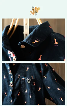 2020 Nouă Primăvară Tricou Literare și lenjerie de Bumbac Lungi Pulover Tricou Femei Vrac Casual Print Bluza cu Maneci Lungi Topuri