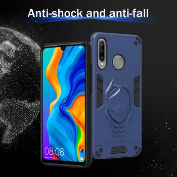 Pentru Huawei P30 P40 Lite Grele Protectie Silicon rezistent la Șocuri Deget inelul Cover Pentru Huawei P Inteligente Z 2020 Anti-knock Caz