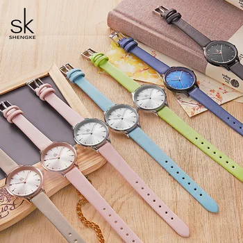 Shengke Brand de Moda Ceasuri Femei, Casual, Curea din Piele Femei Cuarț Ceas Reloj Mujer 2020 SK Femei pe Încheietura mîinii Ceas