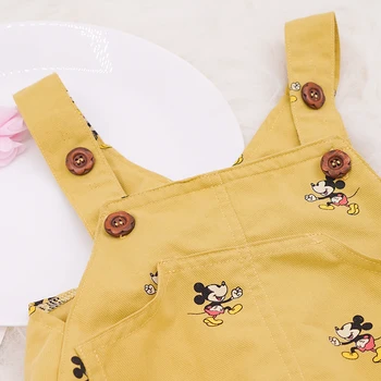 Noi Disney Copil Nou-Născut Romper Salopeta Mickey Mouse Fără Mâneci Băieți Fete Pentru Sugari Solide Butonul Casual Suspensor Triunghi Vladan