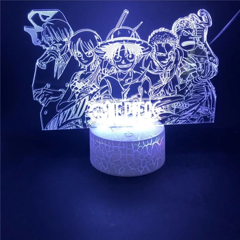 O Bucată de Noapte Lumina Luffy Sanji Zoro Nami 3D LED Iluzie Lampă de Masă Atinge Optice Figura de Acțiune Lampă de Noptieră Decor Lampa de Birou
