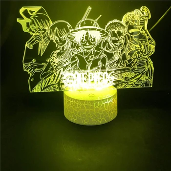 O Bucată de Noapte Lumina Luffy Sanji Zoro Nami 3D LED Iluzie Lampă de Masă Atinge Optice Figura de Acțiune Lampă de Noptieră Decor Lampa de Birou