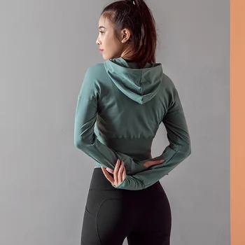 2020 Nouă Femei Maneca Lunga Cu Gluga Yoga Tricou Puloverul Sală De Fitness Top Sport Uzura Antrenament Topuri Toamna Iarna Sport Culturilor Sus