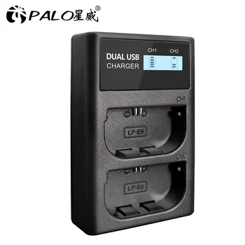 PALO LP-E6 LPE6 LPE6N Camera încărcător de Baterie LCD USB Incarcator pentru Canon EOS 5D 6D 7D 60D 70D 80D Mark II, Mark III
