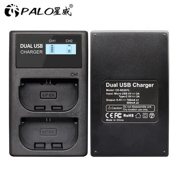 PALO LP-E6 LPE6 LPE6N Camera încărcător de Baterie LCD USB Incarcator pentru Canon EOS 5D 6D 7D 60D 70D 80D Mark II, Mark III