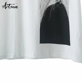 Artsnie alb casual supradimensionat tricou femei de vară 2020 desene animate de imprimare o-gat maneci scurte topuri de sex feminin streetwear t-shirt mujer